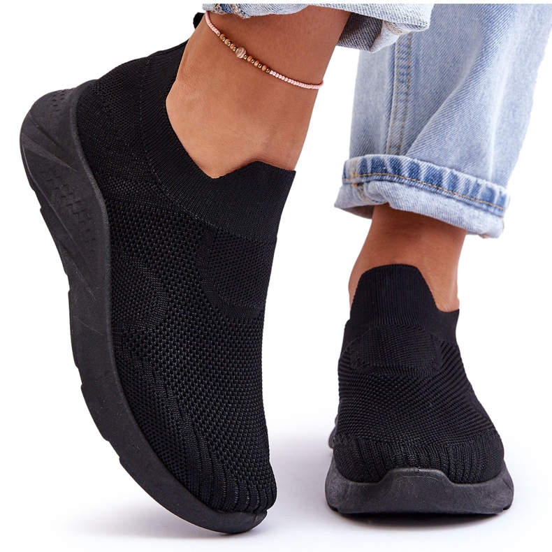 Sapatos esportivos femininos sem cadarço Preto Claris