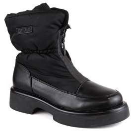 Botas femininas com zíper isolado preto Big Star MM274591