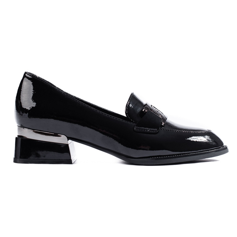 Sapatos lacados de senhora pretos com fivela Vinceza