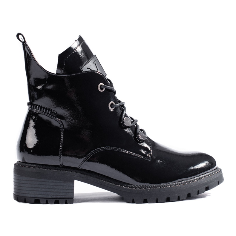 Botas de mulher Vinceza pretas lacadas preto