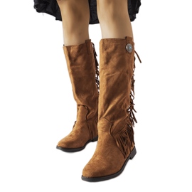 Botas marrons com cunha forrada Lecore castanho Botas marrons com cunha forrada Lecore castanho