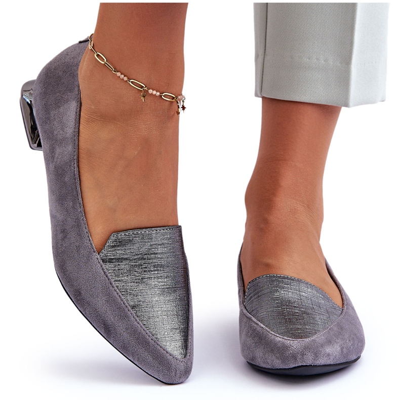 PD1 Sapatilha de balé de camurça plana cinza Loxes