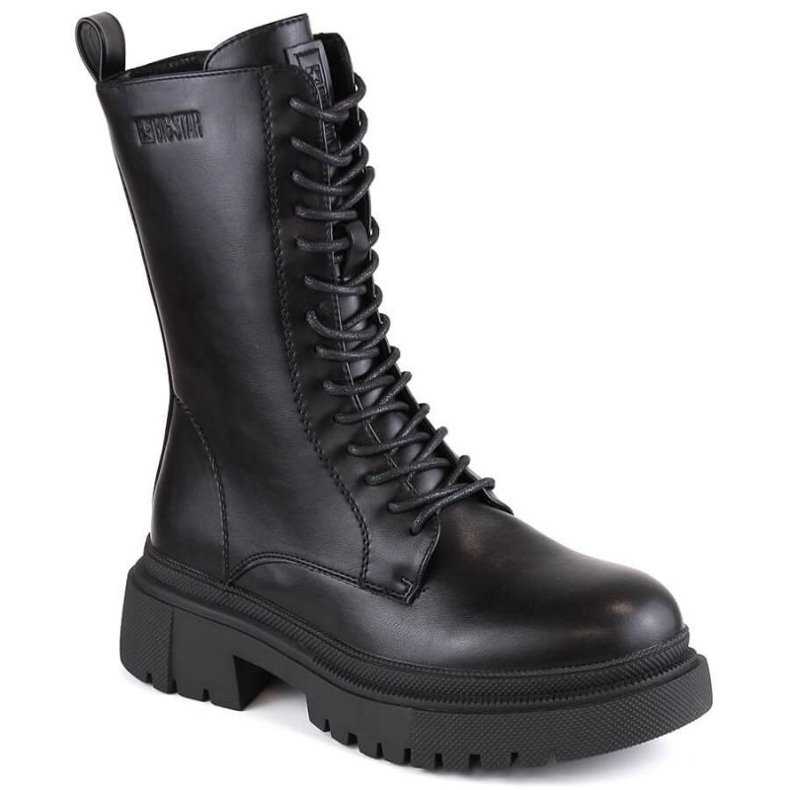 Botas com cadarço e zíper isoladas Big Star W INT1925 preto Botas com cadarço e zíper isoladas Big Star W INT1925 preto
