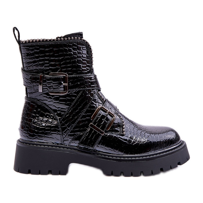 Botas Femininas Snake com Listras Preto Leora Botas Femininas Snake com Listras Preto Leora