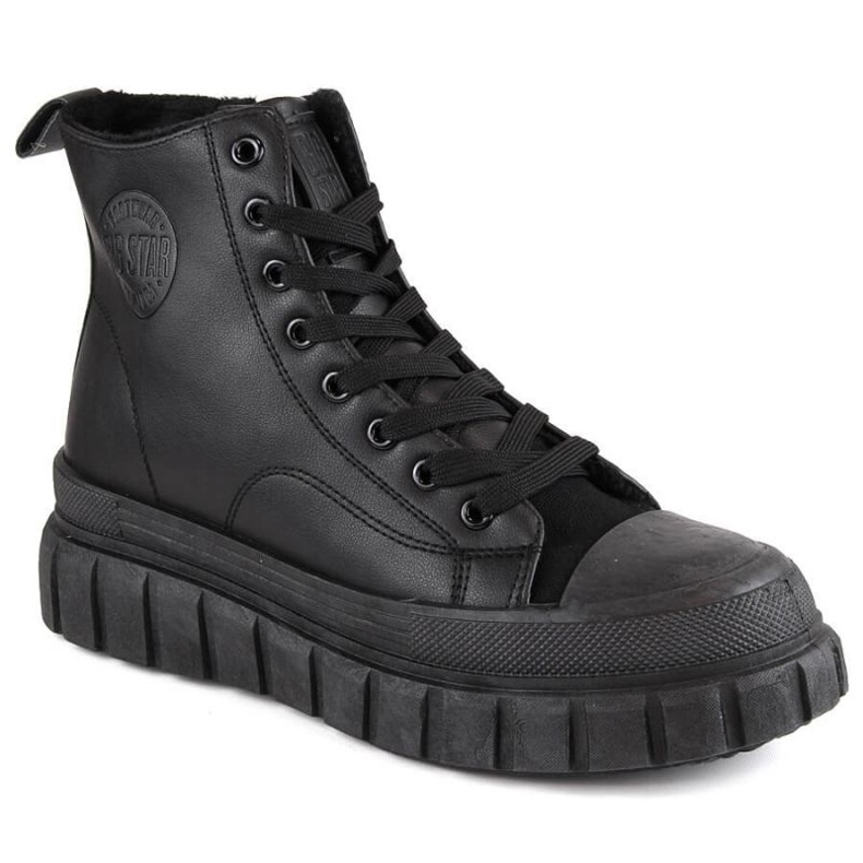 Bota plataforma com cadarço preta Big Star W INT1920B preto Bota plataforma com cadarço preta Big Star W INT1920B preto