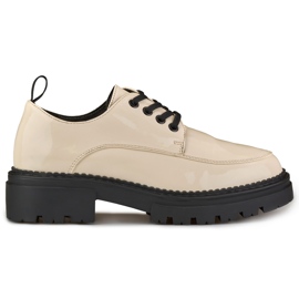 La.Fi Sapatos com atacadores lacados bege