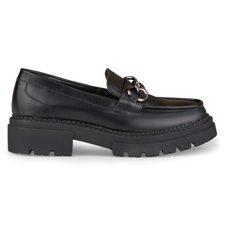 La.Fi Mocassins pretos sobre plataforma em couro ecológico