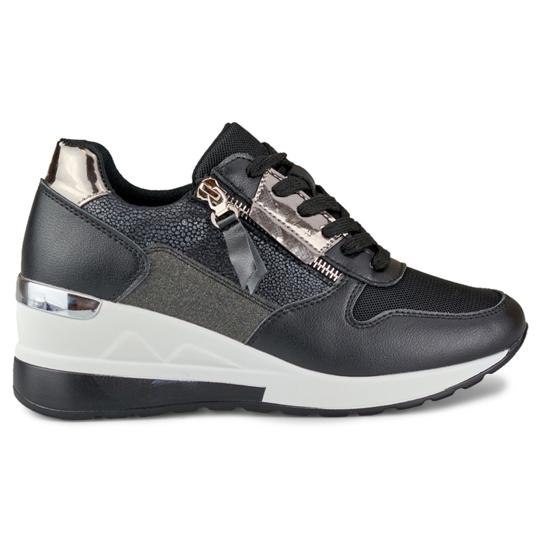 Elegantes sapatos esportivos de cunha preta preto