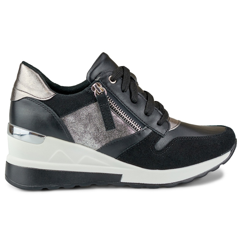 Sapatos esportivos de cunha preta preto