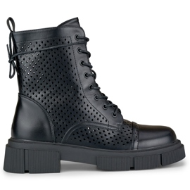 Botas de mulher com atacadores pretas abertas preto