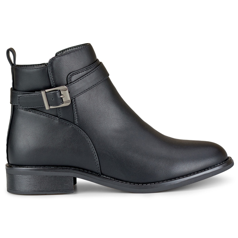Botas femininas pretas elegantes com sola plana preto