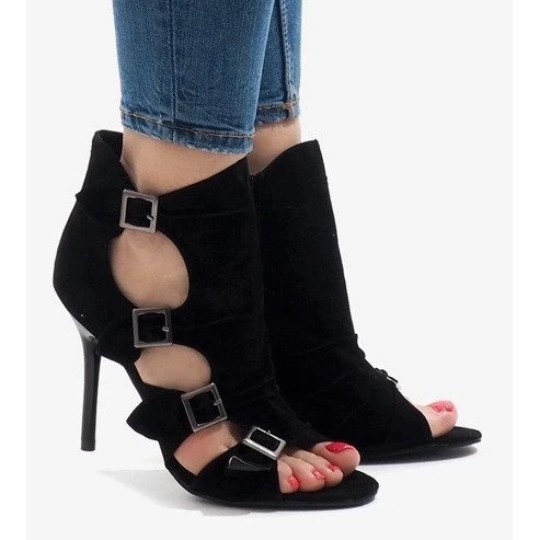 Botas trabalhadoras de camurça pretas de mulher preto