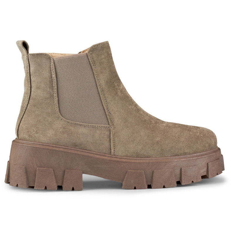 Botas de senhora castanhas com sola grossa bege
