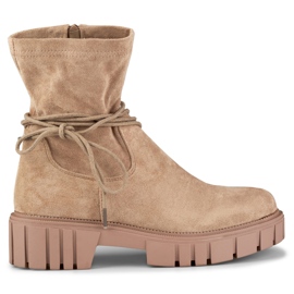 Botas de mulher bege escuro com cano elástico
