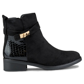 Botas femininas elegantes com sola plana preto