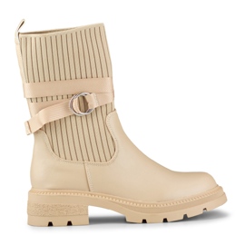 Botas bege claro com cano elástico