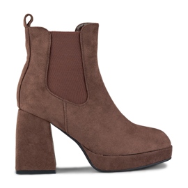 Botas marrons de camurça feminina com salto alto marrom