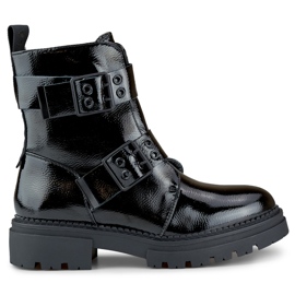 Botas de trabalhador Axelle pretas patenteadas preto