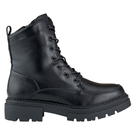 Botas pretas de mulher com atacadores em pele natural preto