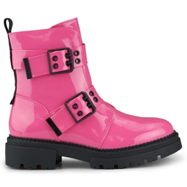 Botas femininas Axelle trabalhador rosa patenteado Botas femininas Axelle trabalhador rosa patenteado