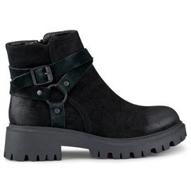 Botas de mulher em camurça preta com decoração Aline preta preto