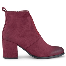 Botas femininas elásticas cor de vinho no poste vermelho