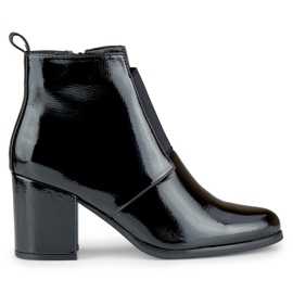 Botas de mulher elásticas pretas elegantes lacadas preto