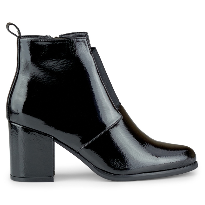 Botas de mulher elásticas pretas elegantes lacadas preto