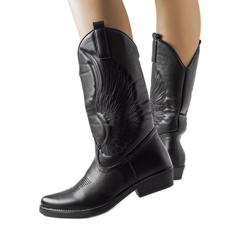 Botas de cowboy pretas com estampa Olinda preto
