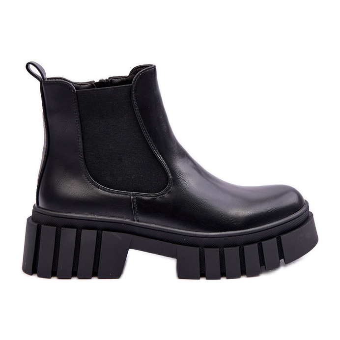 PG1 Botas grossas de couro Botas Chelsea pretas Orryss preto