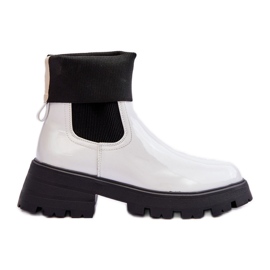 Botas femininas lacadas Jodhpur Branco Pavo