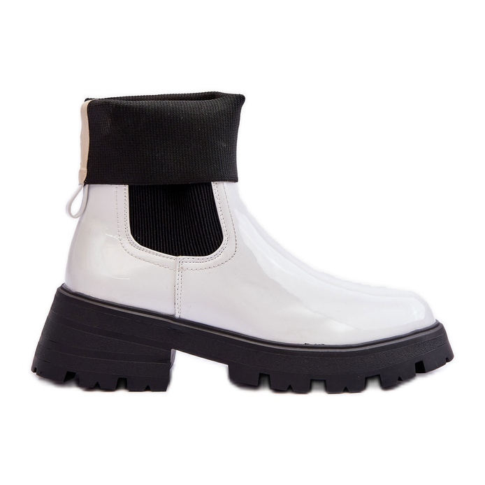 Botas femininas lacadas Jodhpur Branco Pavo