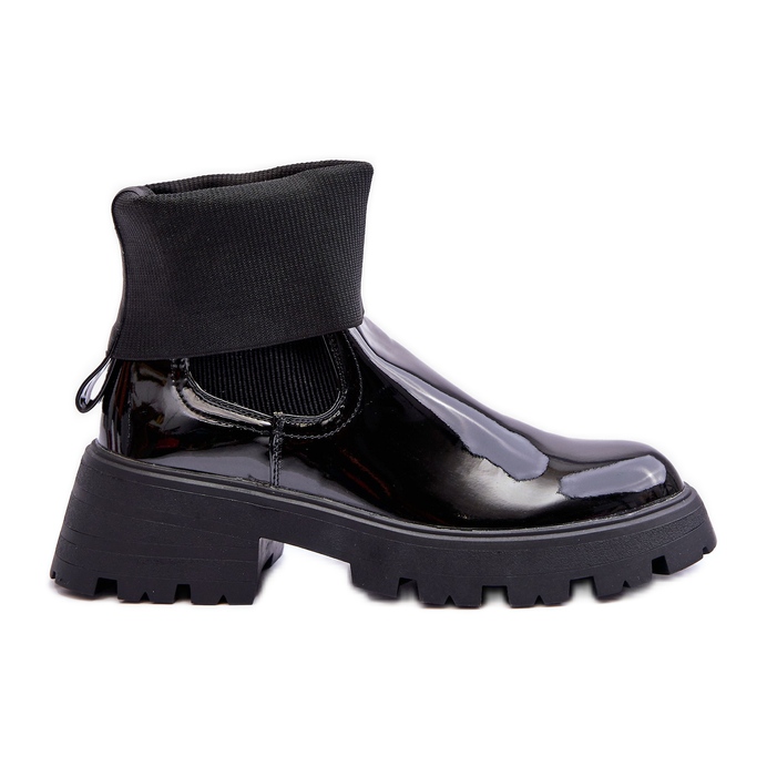 Botas femininas lacadas Jodhpur pretas Pavo preto