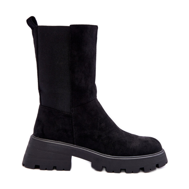 Botas femininas de camurça com salto plano preto Altandros preto