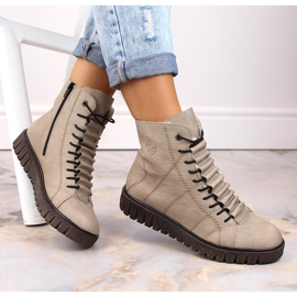Botas femininas confortáveis com isolamento bege Rieker Y3420-60