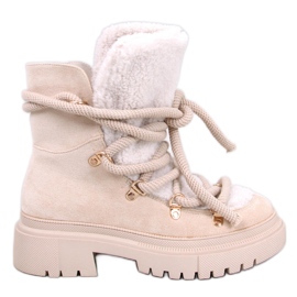 Botas de neve de pele de carneiro Shea Beige bege