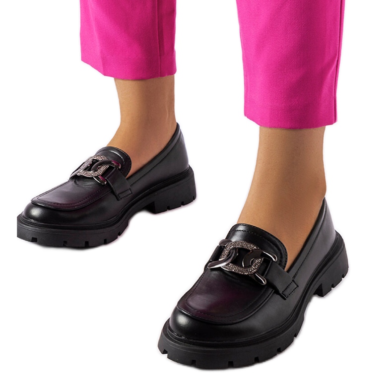 Mocassins elegantes pretos com strass da Mories