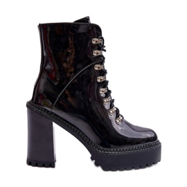 Botas lacadas com salto grosso preto Ikeshia preto