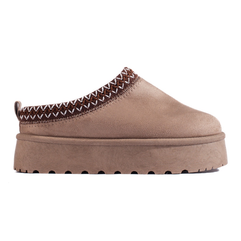 Chinelos de camurça bege escuro com sola grossa da Shelovet