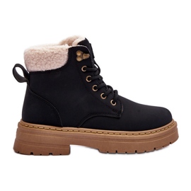 Botas femininas com pele de carneiro preta Jette preto