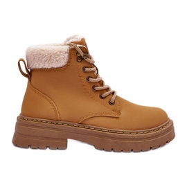 Botas femininas com pele de carneiro marrom Jette