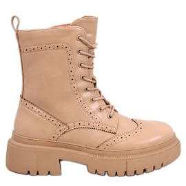 Botas Aubert Khaki com cadarço bege Botas Aubert Khaki com cadarço bege