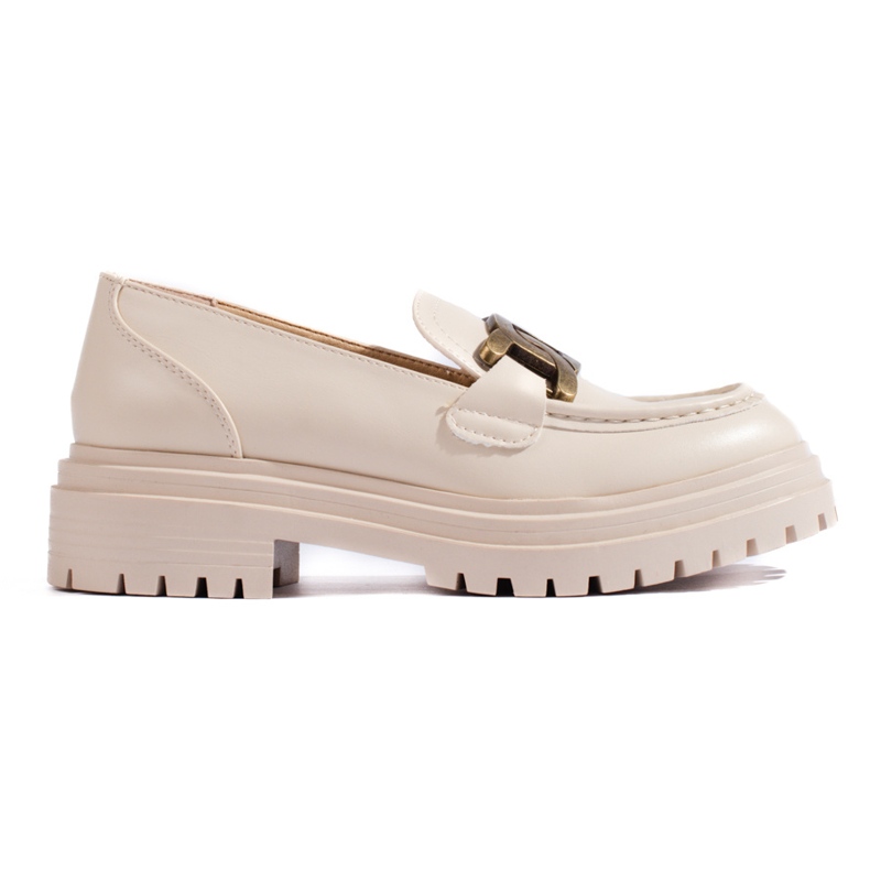 Mocassins femininos bege em plataforma Shelovet grossa