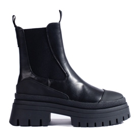 Botas Chelsea femininas pretas com plataforma Shelovet preto