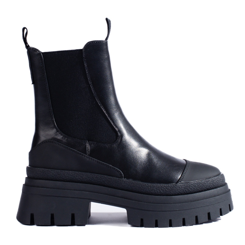 Botas Chelsea femininas pretas com plataforma Shelovet preto