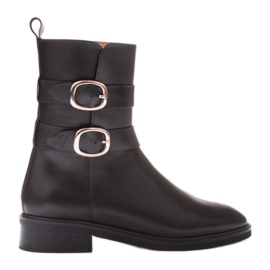Marco Shoes Botas com fivela dourada preto