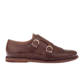 Marco Shoes Monges de couro genuíno marrom