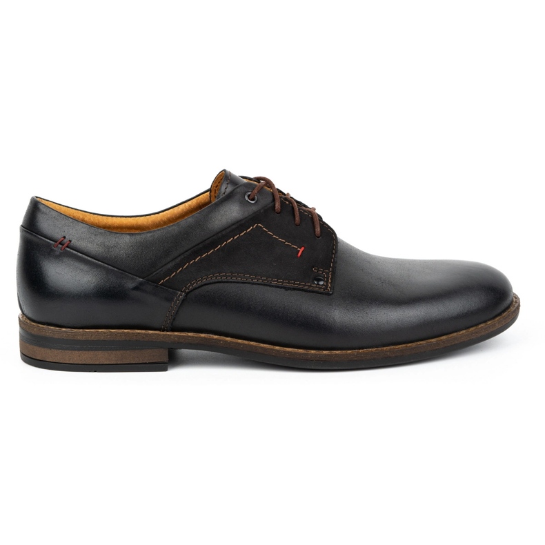 Kampol Sapatos masculinos casuais elegantes de couro 333KAM preto
