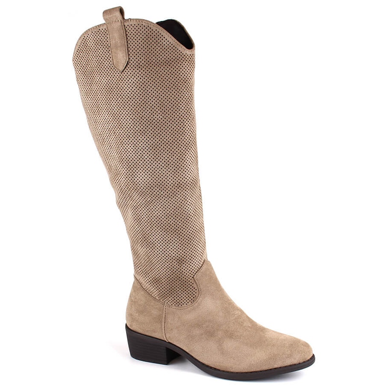 Botas femininas de camurça com isolamento bege Jezzi RMR2353-4