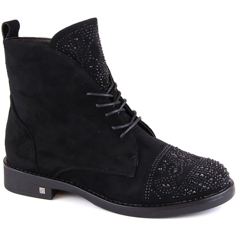 Botas femininas com zircões pretas Potocki SZ12178 preto Botas femininas com zircões pretas Potocki SZ12178 preto